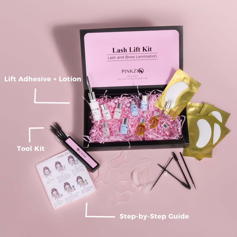PINKZIO Lash Lift Kit Eyelash Perm Kit, Professional Eyelash Lash Curling, Semi-Permanent Curling Perming Suitable For Salon, Pink - Image 3