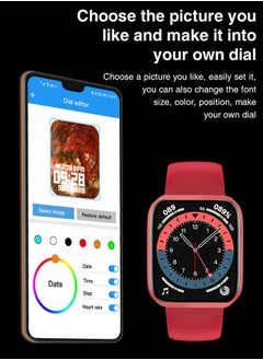 Generic Smart Watch for Men Women(Answer/Make Calls), 1.75" HD Touch Screen Fitness Watch with Sleep Heart Rate Monitor, IP68 Waterproof Activity Trackers Compatible with Android iOS, Red  - Image 3
