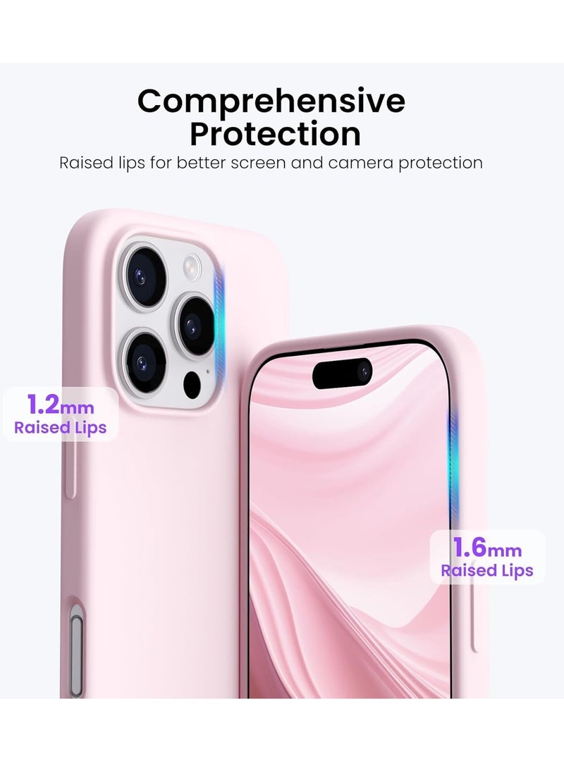 حافظة سيلكون سائلة وردية لجهاز آيفون 16 برو ماكس - حماية ناعمة مضادة للصدمات من TPU - Image 4