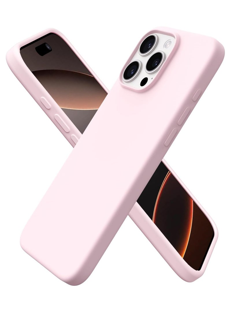 حافظة سيلكون سائلة وردية لجهاز آيفون 16 برو ماكس - حماية ناعمة مضادة للصدمات من TPU - Image 1