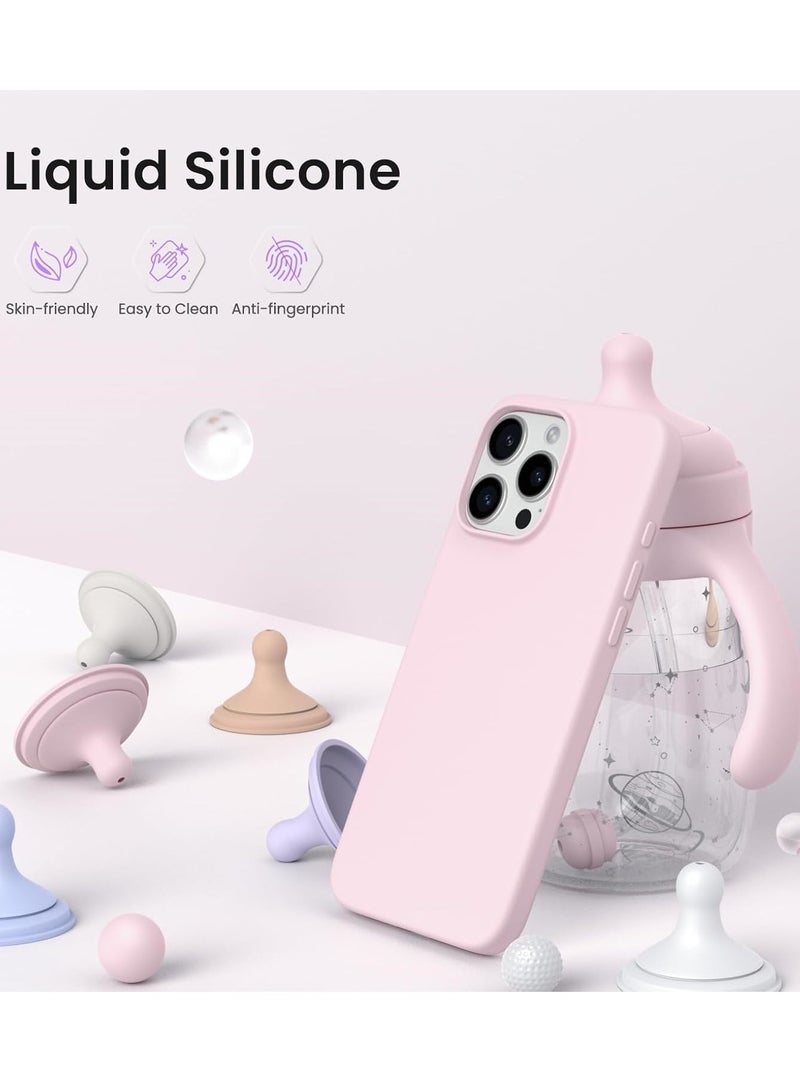 حافظة سيلكون سائلة وردية لجهاز آيفون 16 برو ماكس - حماية ناعمة مضادة للصدمات من TPU - Image 3