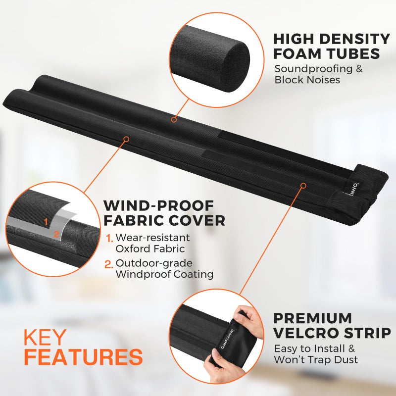 Comfyanno Under Door Draft Stopper - Bottom Door Seal & Gap Filler- Fits 30â€ to 36â€ Door, Block Noise, Sound, Air, Wind, Bugs, Easy to Install, Double Side Block, No Adhesive, Black - Image 3