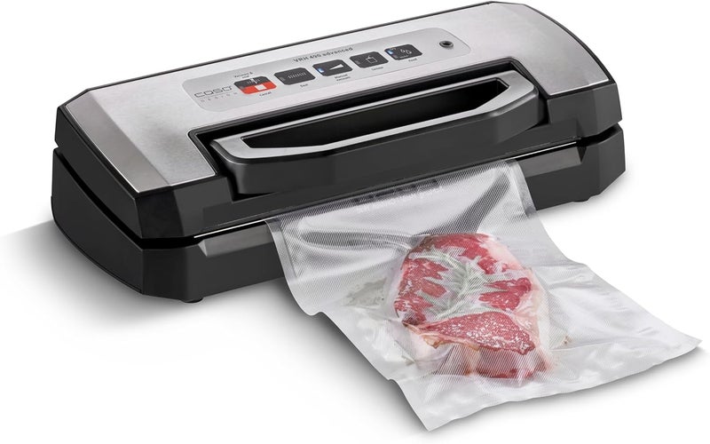 CASO VRH 490 Advanced Vacuum Sealer - Foil Sealer up to 100 Vacuum Processes Non-Stop Practical Locking Handle Removable Vacuum Chamber Includes 10 Professional Foil Bags Black - Image 1