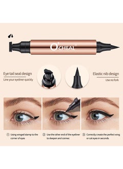 OCHEAL Cat Eye Stamp Eyeliner Pen,Double Head Seal Stamp Eyeliner Black，Double Ended Waterproof Liquid Eyeliner Pen  - Image 4