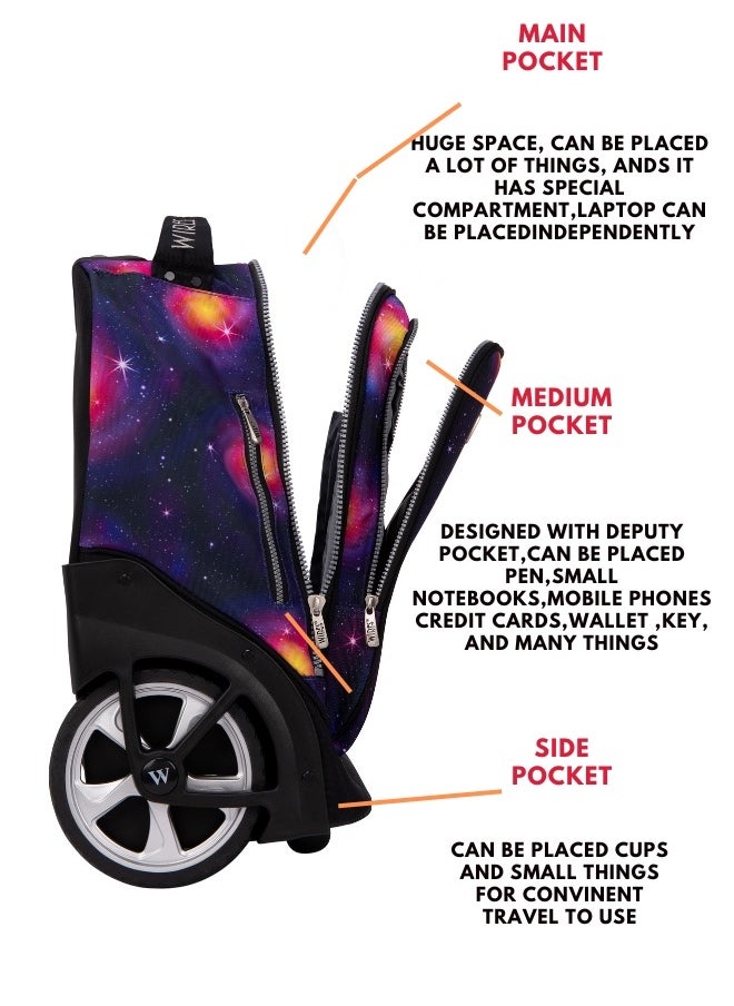Wires 3 Piece Kids School Trolley Bag laptop compartment Big Wheels With Lunch bag & Pencil Case  - Image 4