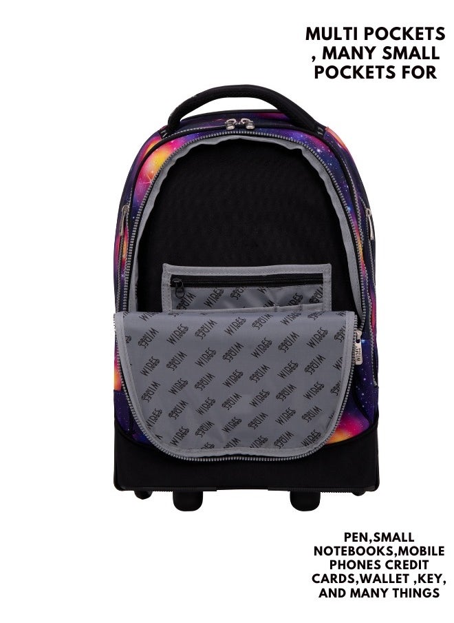 Wires 3 Piece Kids School Trolley Bag laptop compartment Big Wheels With Lunch bag & Pencil Case  - Image 3