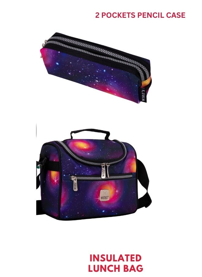 Wires 3 Piece Kids School Trolley Bag laptop compartment Big Wheels With Lunch bag & Pencil Case  - Image 5