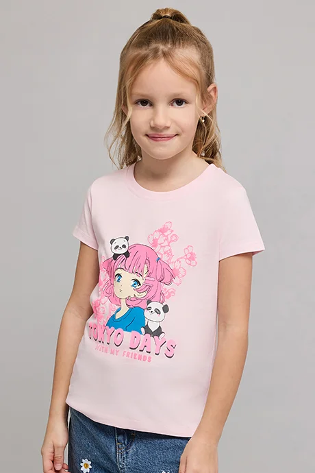 أر أند بي Printed T-Shirt with Crew Neck and Short Sleeves