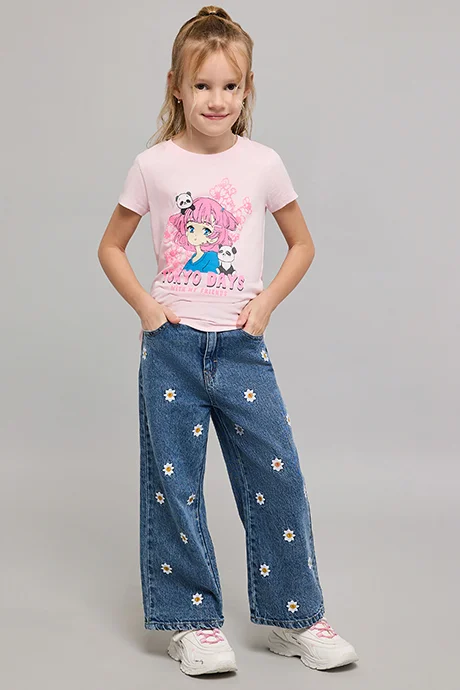 أر أند بي Printed T-Shirt with Crew Neck and Short Sleeves