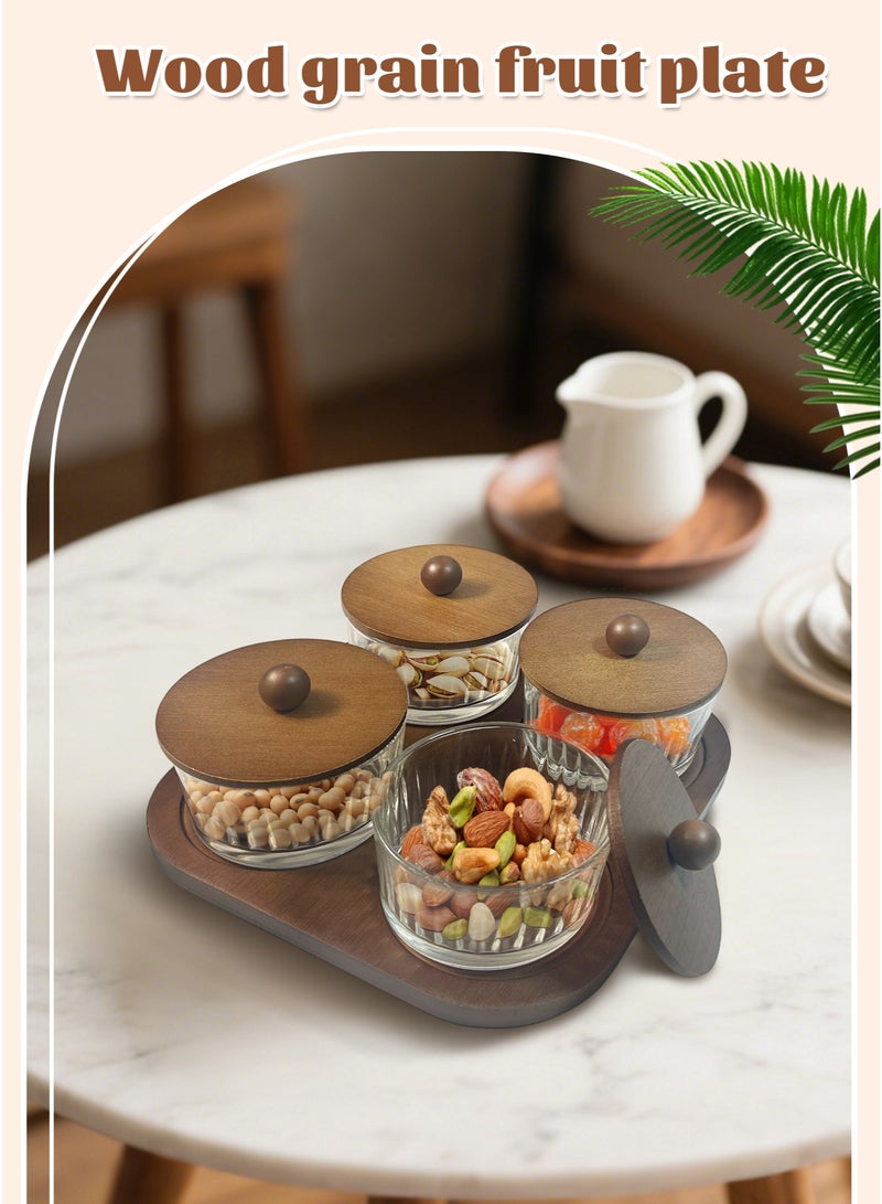 وين هولدر صحن فواكه بنقشة الخشب – صينية تقديم متعددة الاستخدامات للفواكه المجففة والمكسرات والحلوى والبسكويت ورقائق البطاطس والوجبات الخفيفة في الحفلات - Image 2