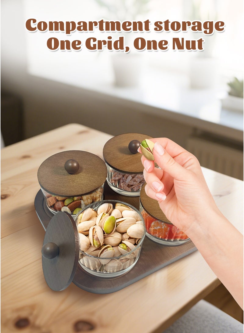 وين هولدر صحن فواكه بنقشة الخشب – صينية تقديم متعددة الاستخدامات للفواكه المجففة والمكسرات والحلوى والبسكويت ورقائق البطاطس والوجبات الخفيفة في الحفلات - Image 4