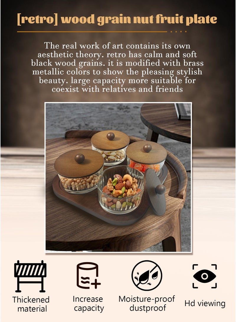 وين هولدر صحن فواكه بنقشة الخشب – صينية تقديم متعددة الاستخدامات للفواكه المجففة والمكسرات والحلوى والبسكويت ورقائق البطاطس والوجبات الخفيفة في الحفلات - Image 5
