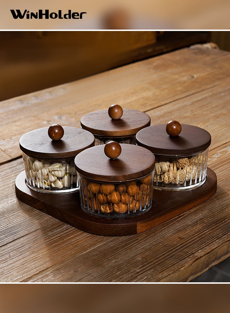 وين هولدر صحن فواكه بنقشة الخشب – صينية تقديم متعددة الاستخدامات للفواكه المجففة والمكسرات والحلوى والبسكويت ورقائق البطاطس والوجبات الخفيفة في الحفلات - Image 1