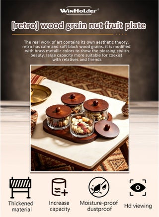 صحن فواكه بنقشة الخشب – صينية تقديم متعددة الاستخدامات للفواكه المجففة والمكسرات والحلوى والبسكويت ورقائق البطاطس والوجبات الخفيفة في الحفلات - view 5