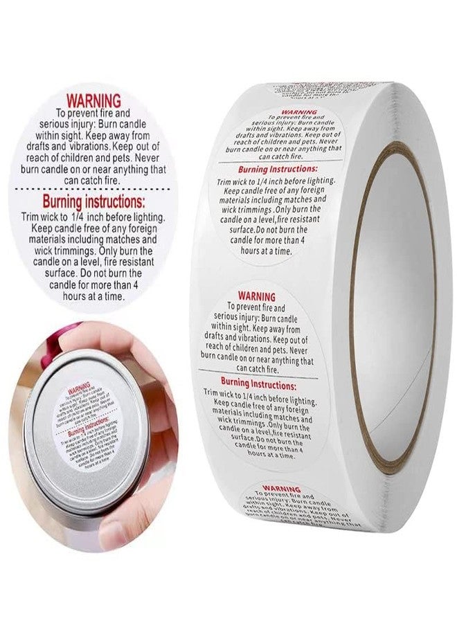 Vshinic 1000 Pcs Candle Warning Labels - Safety Stickers for Candle Making DIY Jars & Tins (White, 1.5 inch Round, For Jars/Tins) - Image 2