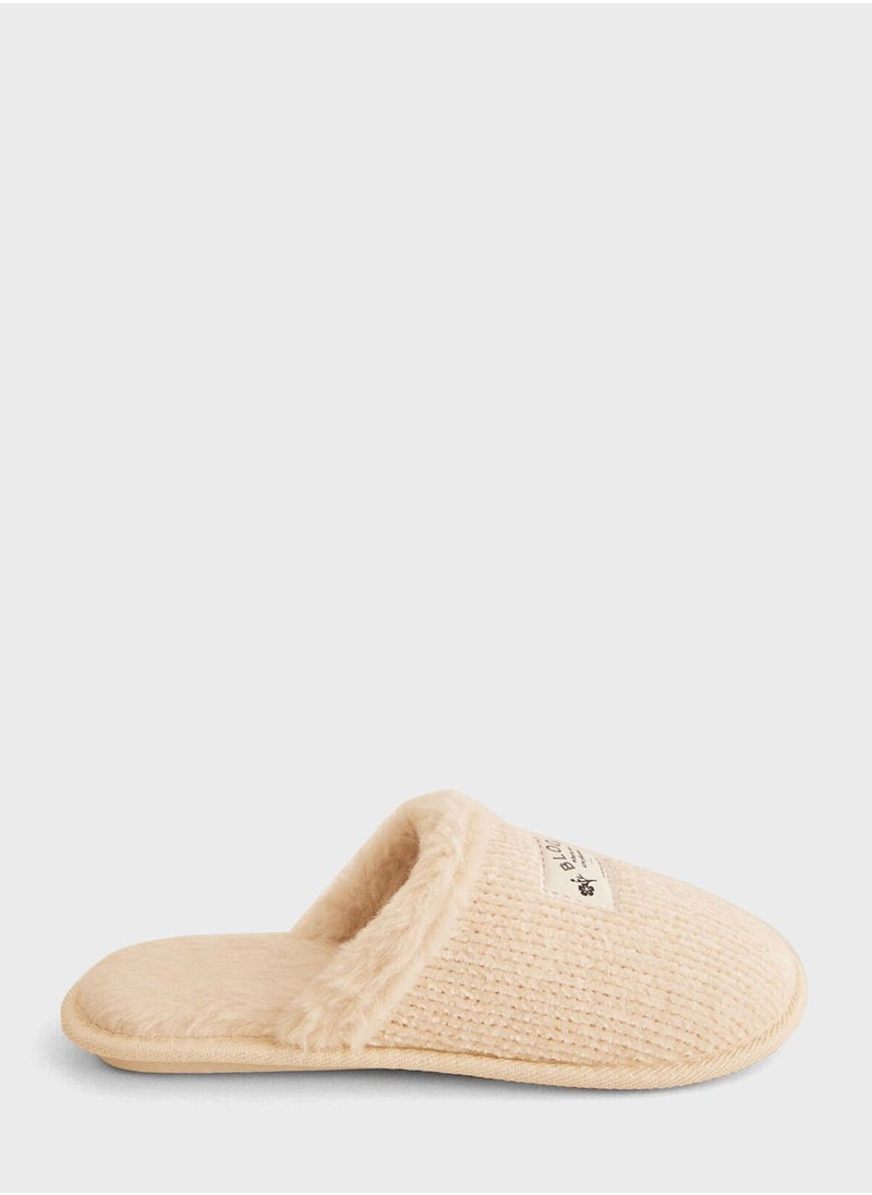 women'secret - Close Toe Fur Detail Slip Ons - Image 1
