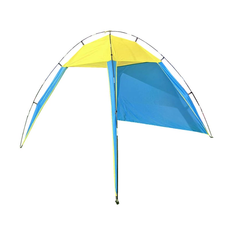 Cross-border beach tent outdoor canopy camping tent fishing folding sunscreen beach tent beach shade tent(sky blue yellow, 5-8 people) - Image 1