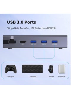 Generic Docking Station, 6-in-1 Dock with HDMI 2.0 4K@60Hz, Gigabit Ethernet, 3 USB 3.0 and 100W USB C Charging Port for Steam Deck and Asus Rog Ally  - Image 5