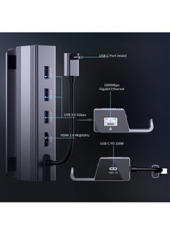 Generic Docking Station, 6-in-1 Dock with HDMI 2.0 4K@60Hz, Gigabit Ethernet, 3 USB 3.0 and 100W USB C Charging Port for Steam Deck and Asus Rog Ally  - Image 2