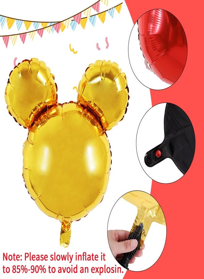 Vuzvuv 12pcs 24 Inches Mouse Head Foil Balloons, Black Red Gold Mouse Shaped Balloon for Birthday Party, Baby Shower,Theme Party Decoration,Graduation Party Supplies - Image 2