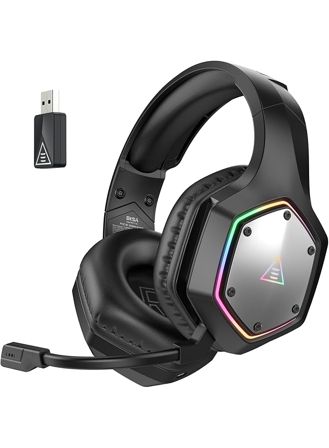EKSA Wireless Headset For Pc Ps4 Ps5 Computer 7.1 Surround Sound Ai Intelligent Noise Cancelling Microphone(Enc) Low Latency 2.4G Usb Dongle 36 Hour Battery Game/Music Mode Rgb Light - Image 1