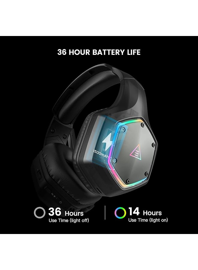 EKSA Wireless Headset For Pc Ps4 Ps5 Computer 7.1 Surround Sound Ai Intelligent Noise Cancelling Microphone(Enc) Low Latency 2.4G Usb Dongle 36 Hour Battery Game/Music Mode Rgb Light - Image 5