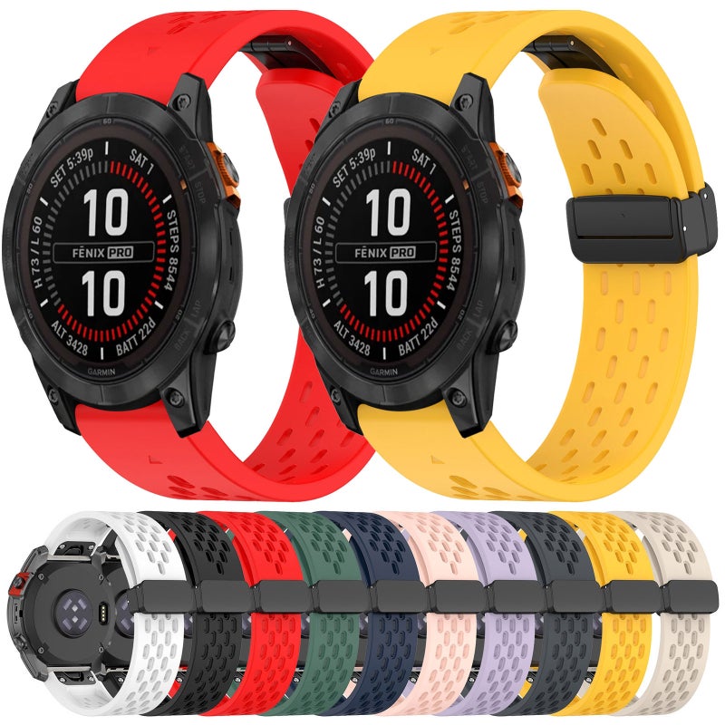 S-TOP For Garmin Fenix 7S Solar Hole Folding Buckle 20mm Silicone Watch Band(Yellow) - Image 3