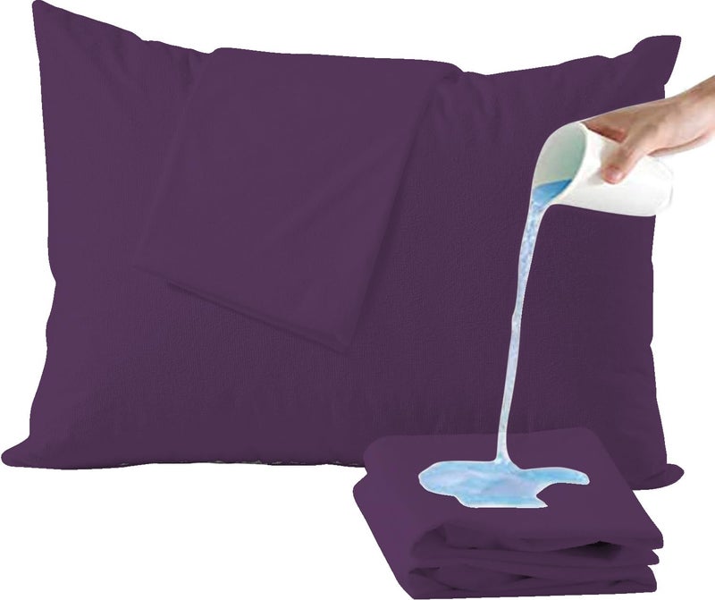 Trance Ultra Soft Terry Waterproof Pillow Protector Cover with Zippered Closure | Dust Mite - Bed Bug Protection | Oil and Water Spill Protection Covers (Large: 20 x 30 inch - Plum) - Pack of 2 - Image 1