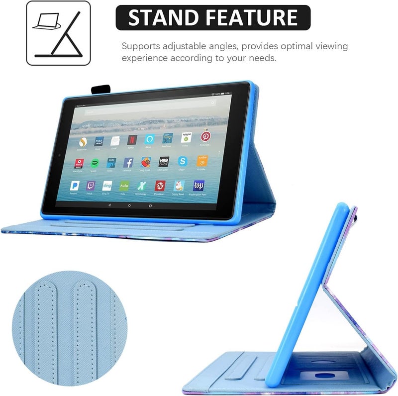 حافظة واقية من نوع "Folio Stand Cover" مصنوعة من جلد PU عالي الجودة لجهاز Fire HD 8 (الجيل الثامن/السابع/السادس، إصدارات 2018/2017/2016)، تتميز بتصميم يشبه "شجرة الحياة". - Image 5