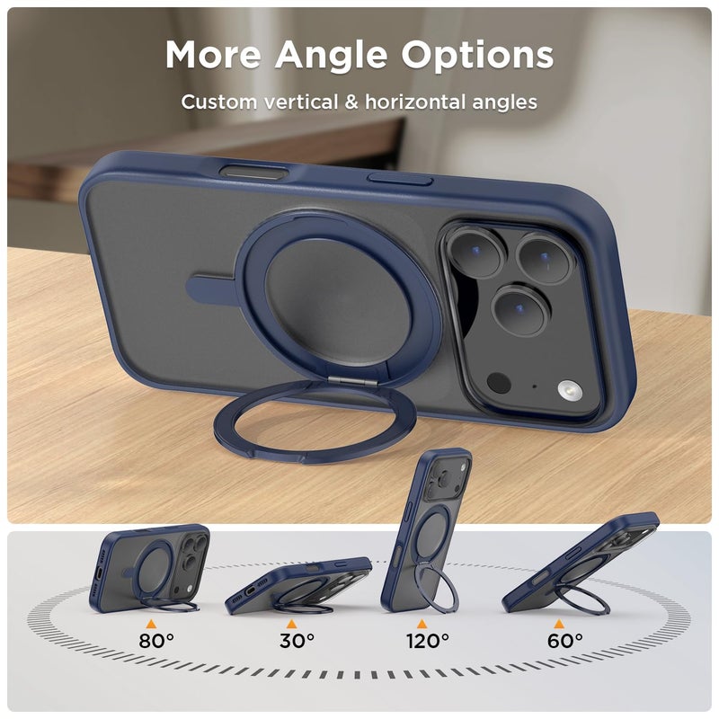 SURPHY Stand Case for iPhone 17 Pro Case Compatible with MagSafe (6.3 inch 2025), 360Â° Rotatable Ring Kickstand Phone Cases for 17 Pro, Stand Blue - Image 4