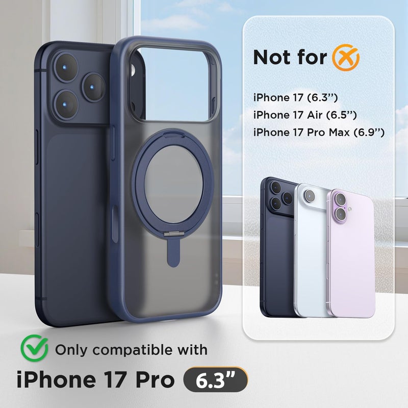 SURPHY Stand Case for iPhone 17 Pro Case Compatible with MagSafe (6.3 inch 2025), 360Â° Rotatable Ring Kickstand Phone Cases for 17 Pro, Stand Blue - Image 2