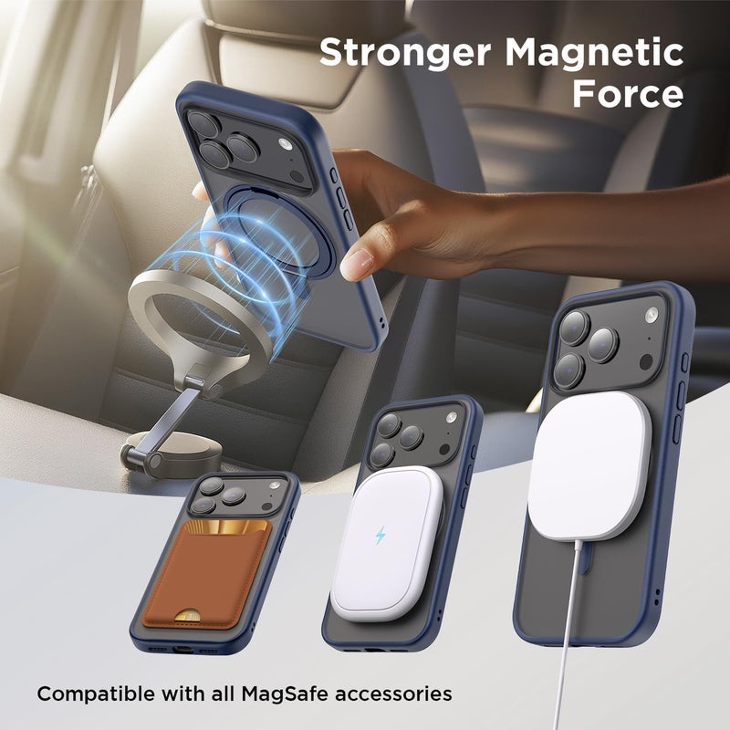 SURPHY Stand Case for iPhone 17 Pro Case Compatible with MagSafe (6.3 inch 2025), 360Â° Rotatable Ring Kickstand Phone Cases for 17 Pro, Stand Blue - Image 5
