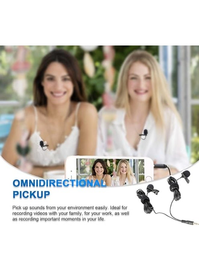 M1DM Dual Omni-Directional Lavalier Microphone, Lapel Clip-on Condenser Mic for Smartphone, Audio Recorders, PC - Black, Auxiliary - Image 5