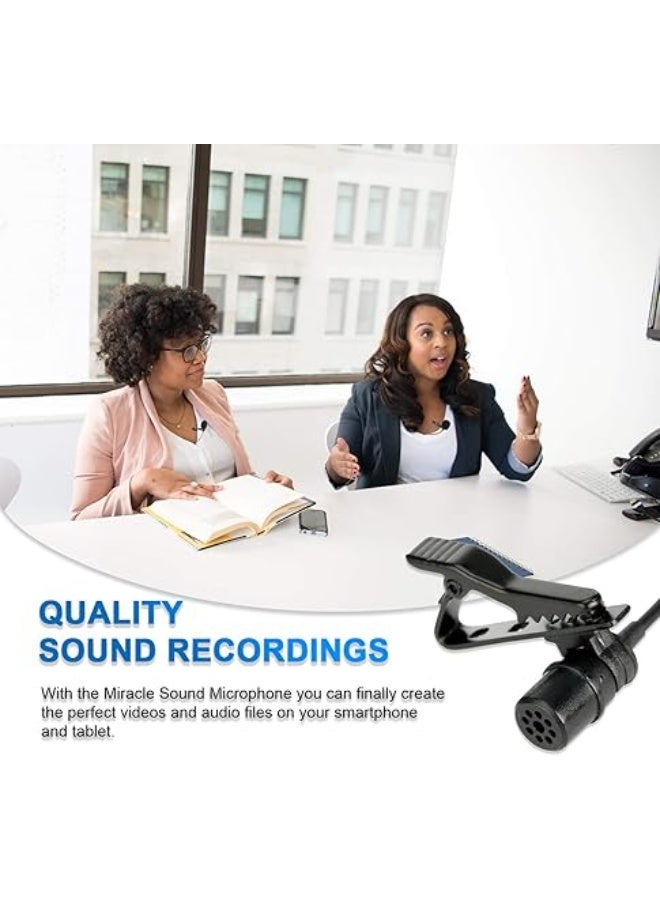 M1DM Dual Omni-Directional Lavalier Microphone, Lapel Clip-on Condenser Mic for Smartphone, Audio Recorders, PC - Black, Auxiliary - Image 4