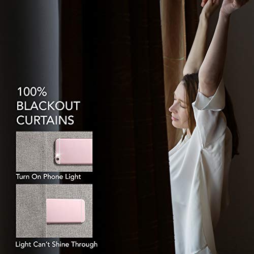 Deconovo Total Blackout Curtains Linen Curtains Room Darkening Curtains with Grommets for Bedroom Living Room Kids Room, 2 Panels，Natural，52Wx72L Inch - Image 5
