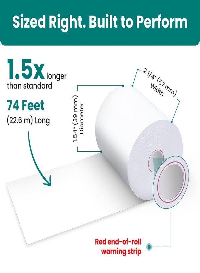 ReceiptPaperPro 2 1/4” x 74 ft Coreless Thermal Receipt Paper Rolls for Clover Flex 3 Clover Flex 4 Clover Compact, 20 Rolls - Image 2