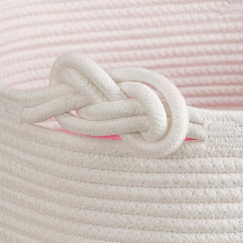 CherryNow Large Rope Basket - 16''x13'' Pink Decorative Woven Basket for Toys, Blankets, or Laundry, Cute Tassel Decor for Baby & Girl - Home Storage Container - Image 3