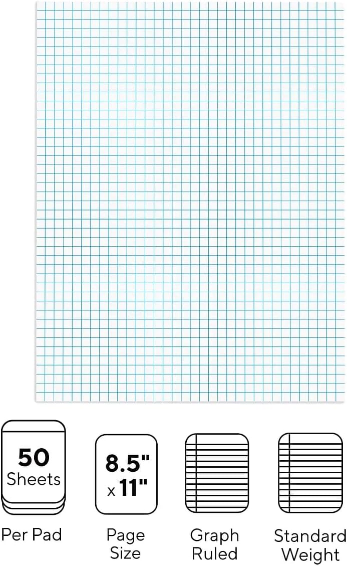 Staples دفاتر رسم بياني ستابلز 412593 8.5 بوصة × 11 بوصة 50 ورقة في الدفتر 6 دفاتر في العبوة - Image 3