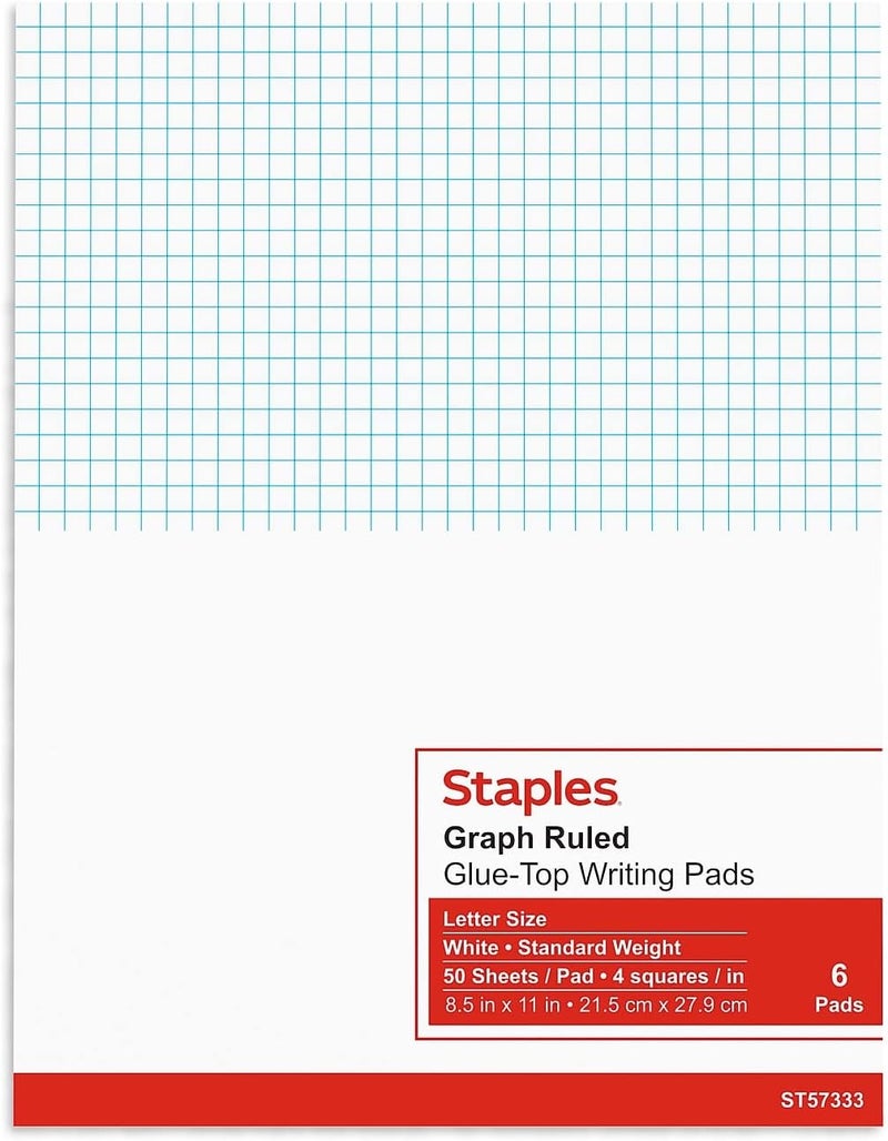 Staples دفاتر رسم بياني ستابلز 412593 8.5 بوصة × 11 بوصة 50 ورقة في الدفتر 6 دفاتر في العبوة - Image 4