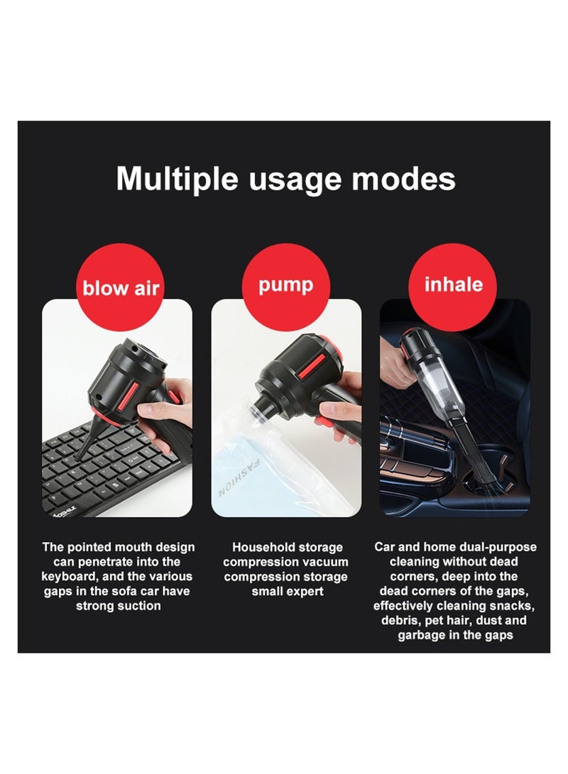 Black with seat charging wireless car blowing and suction handheld vacuum cleaner, small car, household, portable high suction dust removal keyboard chassis