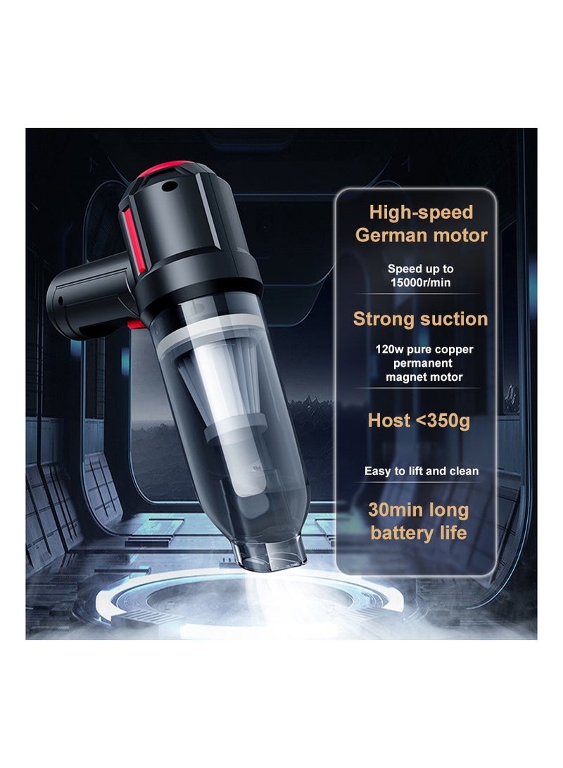 Black with seat charging wireless car blowing and suction handheld vacuum cleaner, small car, household, portable high suction dust removal keyboard chassis