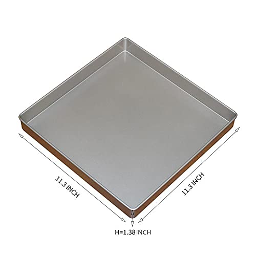 Mingcao Nonstick Square Baking Pan, 11x11 Inch Carbon Steel Cake Baking Sheet, Cookies Bakeware for Oven Baking Gold - Image 2