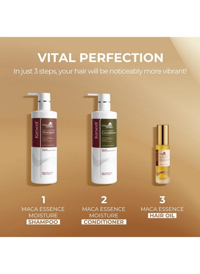 Karseell Karseell Collagen Hair Treatment Maca Essence Hair Care Set, Hair Oil Shampoo and Conditioner Set for Dry Damaged Hair All Hair Types 2 x 16.9fl.oz + 1.69fl.oz  - Image 4