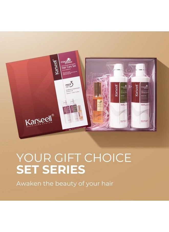 Karseell Karseell Collagen Hair Treatment Maca Essence Hair Care Set, Hair Oil Shampoo and Conditioner Set for Dry Damaged Hair All Hair Types 2 x 16.9fl.oz + 1.69fl.oz  - Image 3