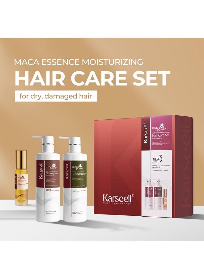 Karseell Karseell Collagen Hair Treatment Maca Essence Hair Care Set, Hair Oil Shampoo and Conditioner Set for Dry Damaged Hair All Hair Types 2 x 16.9fl.oz + 1.69fl.oz  - Image 2