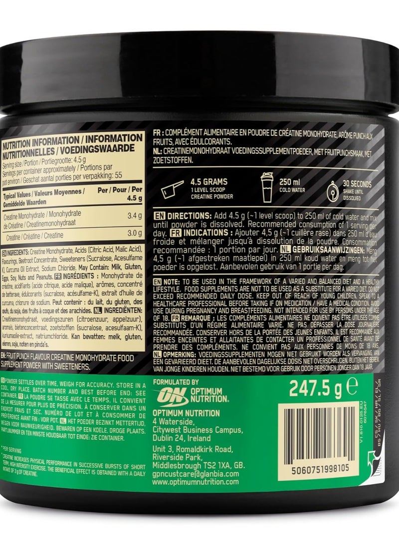 ON Optimum Nutrition Micronised Creatine 247.5g Fruit Punch - Image 3