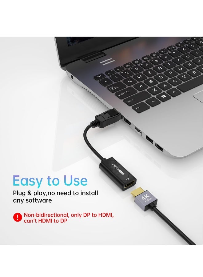 4K@60Hz DP to HDMI Adapter - Gold Plated DisplayPort 1.4 to HDMI, Supports 2K@144Hz, Ideal for PC u0026 Laptop Multi-Display Setup - Image 3