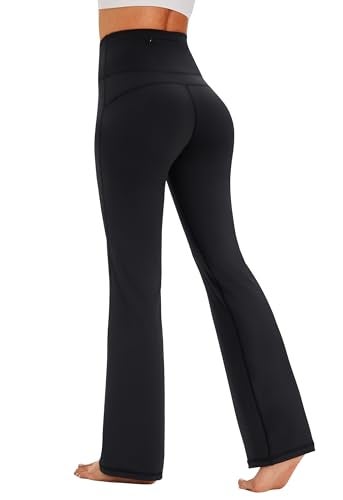 AFITNE Yoga Pants for Women Bootcut Work Pants with Pockets High Waisted Workout Bootleg Yoga Pants Flared Athletic Pants Black - XXL - Image 3