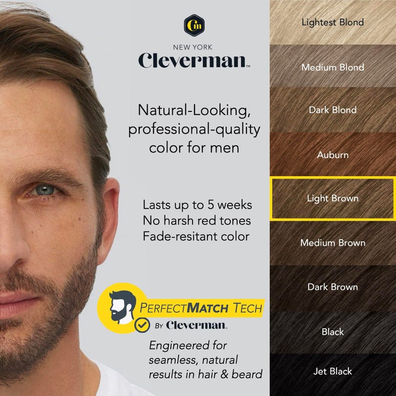 CLEVERMAN Reusable Hair & Beard Dye for Men â€“ Light Brown 6.12 | Up to 5 Uses, 7 Minutes | Natural Gray Coverage, No-Drip Cream with SkinArmourÂ® â€“ Cleverman - Image 5