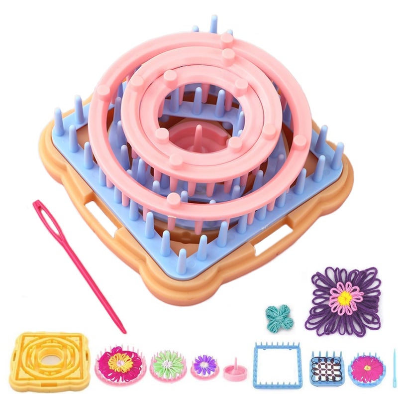 Ayasee Weaving Loom Kit, Flower Knitting Loom Kit, Frame Looms, Knitting Wool, Round/Square Knitting Looms Craft Kit Multi Color (Flower Maker) - Image 1